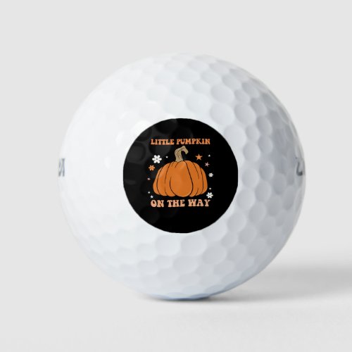 Little Pumpkin On The Way Fall Pregnancy Groovy Golf Balls