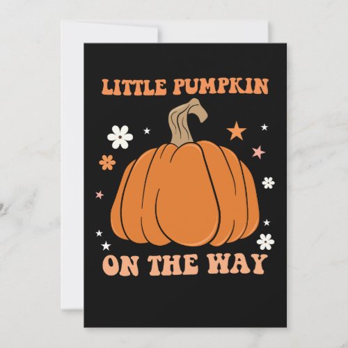 Little Pumpkin On The Way Fall Pregnancy Groovy Invitation