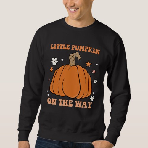 Little Pumpkin On The Way Fall Pregnancy Groovy Sweatshirt