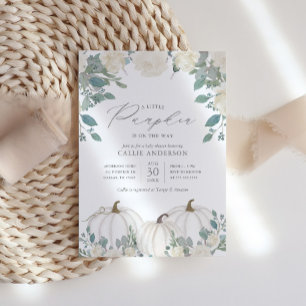 Little Pumpkin on the Way Floral Girl Baby Shower Invitation