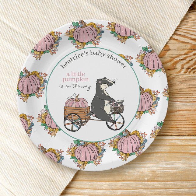 Little Pumpkin on the Way Girl Baby Shower Paper Plates (Creator Uploaded)
