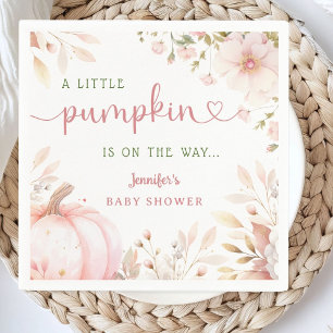 Little Pumpkin on The Way Girl Fall Baby Shower Napkins