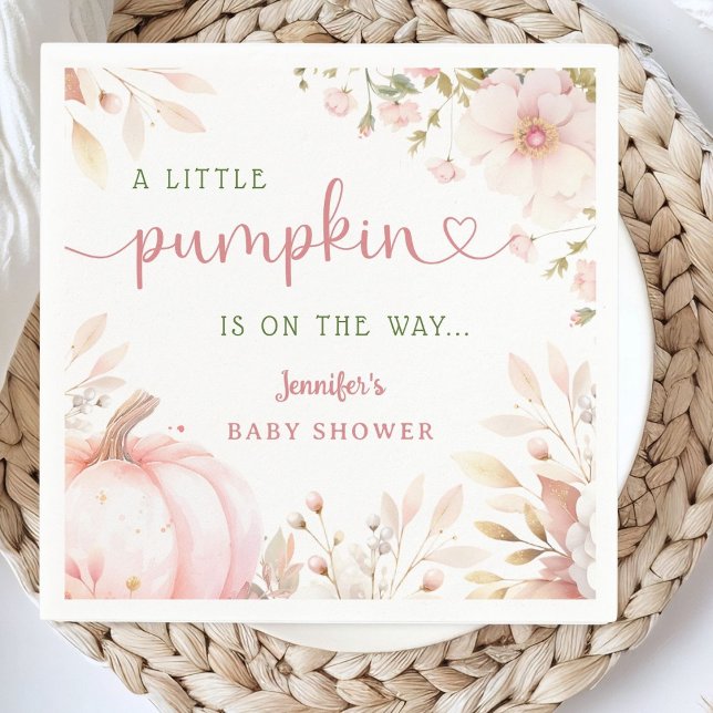 Little Pumpkin on The Way Girl Fall Baby Shower Napkins (Creator Uploaded)