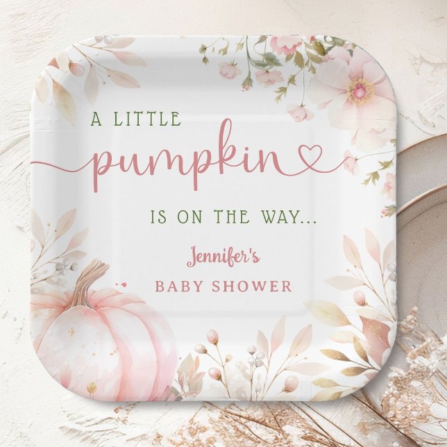 Little Pumpkin on The Way Girl Fall Baby Shower Paper Plates (Creator Uploaded)