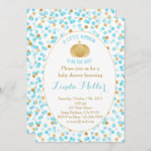 Little Pumpkin on the Way Invitation Blue Gold (Front/Back)