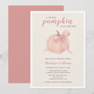 Little Pumpkin on the Way Pink Baby Shower Invitation
