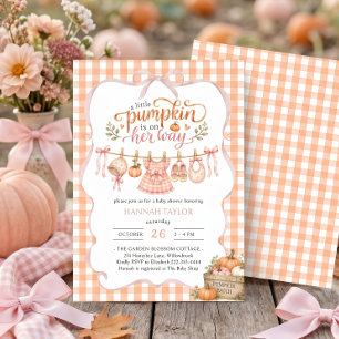 Little Pumpkin on the Way Pink Baby Shower Invitation