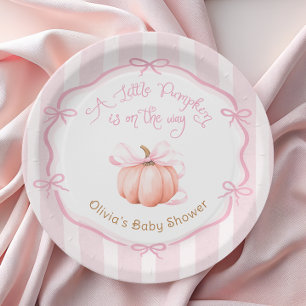 Little Pumpkin on the Way Pink Baby Shower Paper Plates