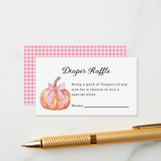 Little Pumpkin On the Way Pink Bow Baby Shower Enclosure Card