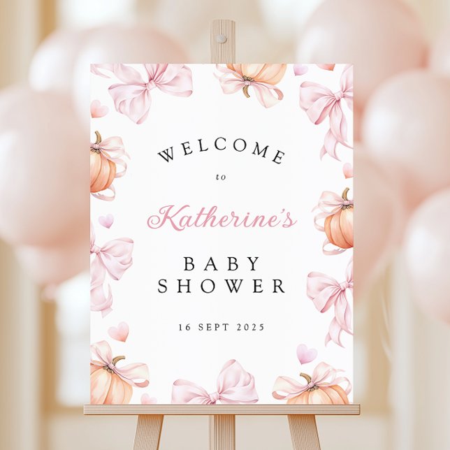 Little Pumpkin on the Way Pink Bow Baby Shower Foam Board (Creator Uploaded)