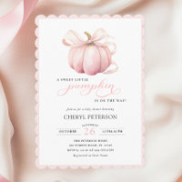 Little Pumpkin on the Way Pink Bow Baby Shower
