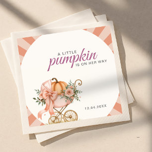 Little Pumpkin on the Way Pink Bow Baby Shower Napkins