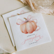 Little Pumpkin on the Way Pink Bow Baby Shower Napkins