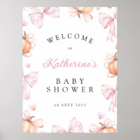 Little Pumpkin on the Way Pink Bow Baby Shower