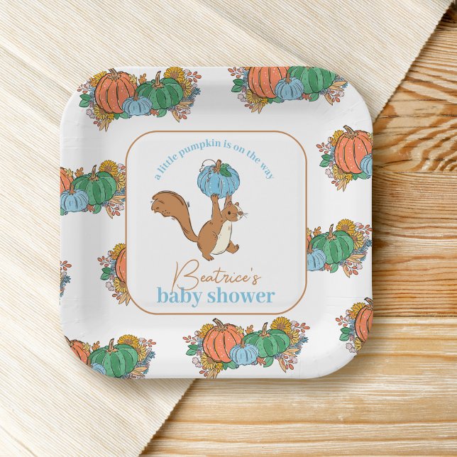 Little Pumpkin on the Way Pink Boy Baby Shower Paper Plates (Creator Uploaded)