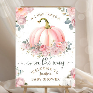 Little Pumpkin On the Way Pink Fall Baby Shower Foam Board