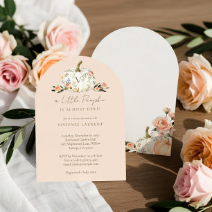 Little Pumpkin on the Way Pink Floral Baby Shower Invitation