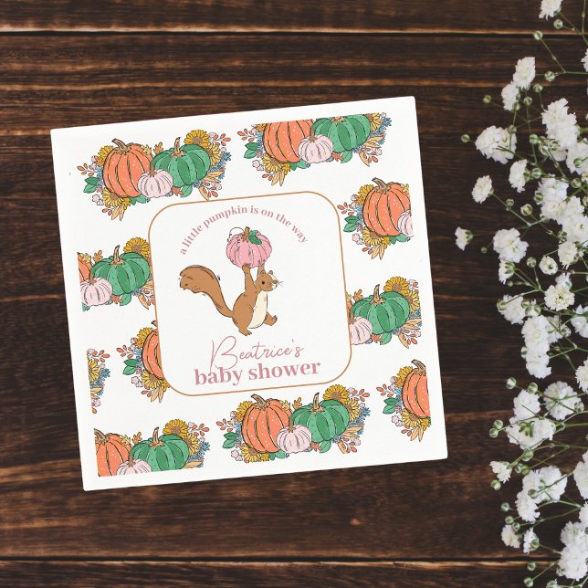 Little Pumpkin on the Way Pink Girls Baby Shower Napkins (Creator Uploaded)