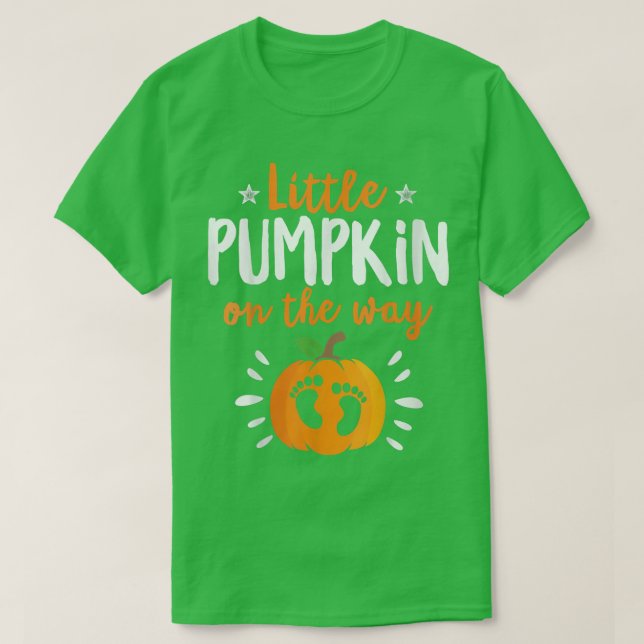Little Pumpkin On The Way Pregnancy Announcement H T-Shirt (Design Front)