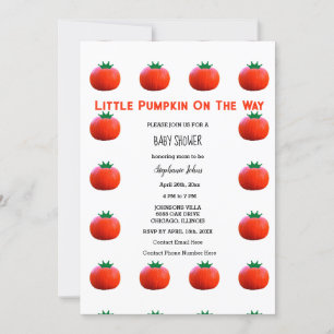 Little Pumpkin On The Way QR Code Baby Shower Invitation