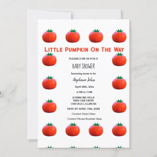 Little Pumpkin On The Way QR Code Baby Shower  Invitation