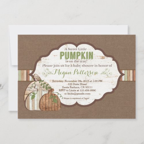 Little Pumpkin on the Way Rustic Baby Shower Invitation