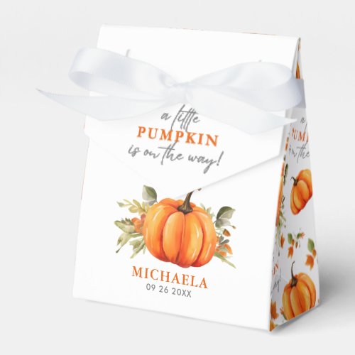 Little Pumpkin On The Way Watercolor Baby Shower Favor Boxes