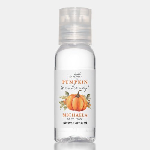 Little Pumpkin On The Way Watercolor Baby Shower Hand Sanitizer