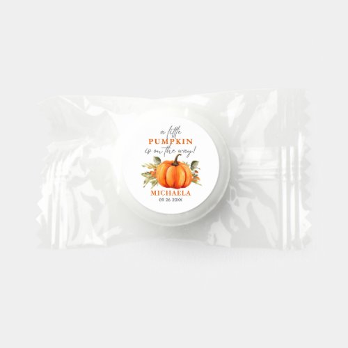 Little Pumpkin On The Way Watercolor Baby Shower Life Saver Mints