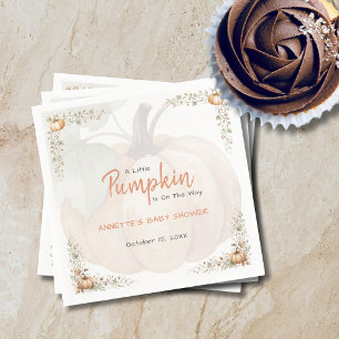 Little Pumpkin On The Way Watercolor Baby Shower Napkins