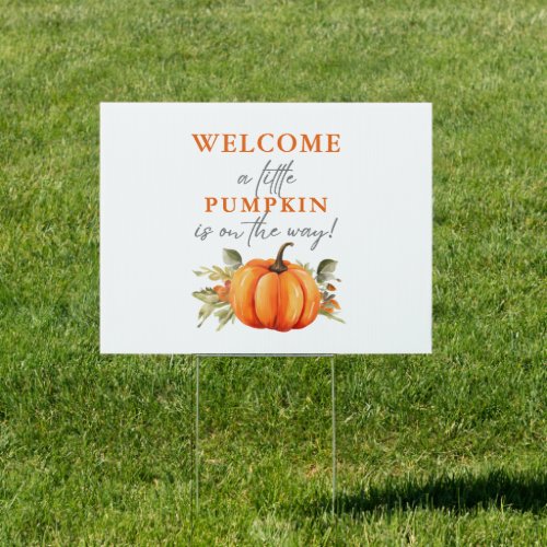 Little Pumpkin On The Way Watercolor Baby Shower Sign