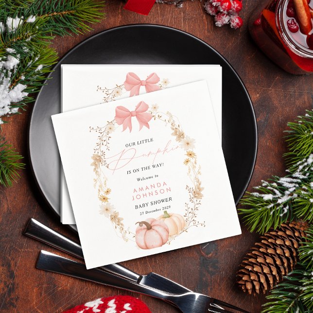 Little Pumpkin on way Autumn October baby shower  Napkins (Creator Uploaded)