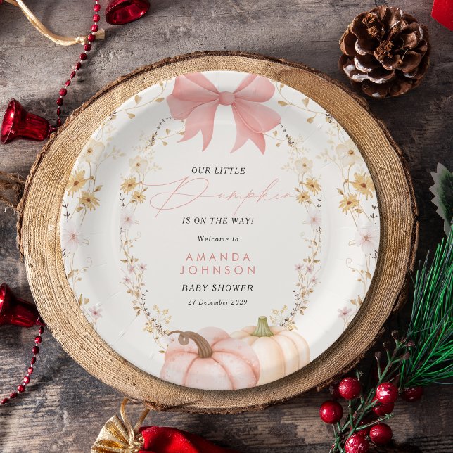 Little Pumpkin on way Autumn October baby shower  Paper Plates (Creator Uploaded)