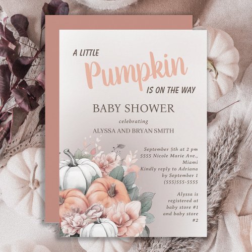 Little Pumpkin on Way Fall Autumn Baby Shower Invitation