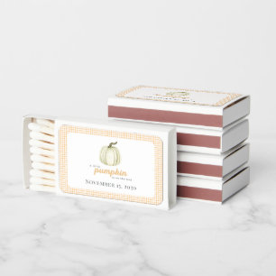 Little Pumpkin Orange and White Fall Baby Shower  Matchboxes