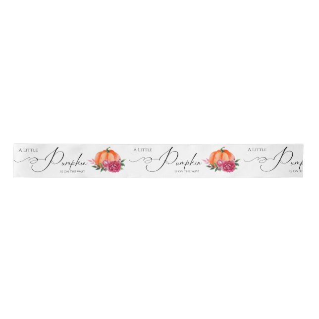 Little Pumpkin Orange Autumn Rustic Baby Shower Satin Ribbon (Front)