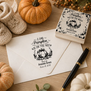 Little Pumpkin Orange Baby Shower Rubber Stamp