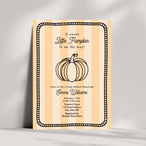 Little Pumpkin Orange Neutral Baby Shower Invitation