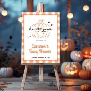 Little Pumpkin Orange Neutral Baby Shower Welcome Foam Board
