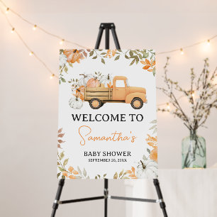 Little Pumpkin Orange Truck Fall Welcome Sign