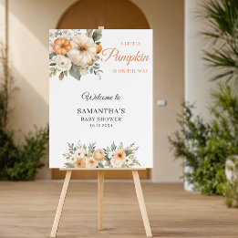 Little Pumpkin Orange White Floral Baby Shower Foam Board