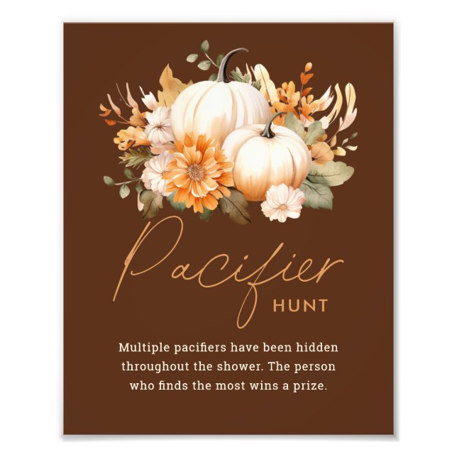 Little Pumpkin Pacifier Hunt Baby Shower Sign (Front)
