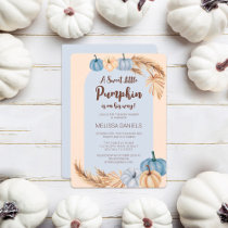 Little Pumpkin Pampas Grass Boho Boy Baby Shower Invitation