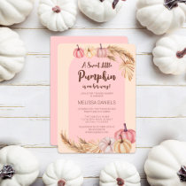 Little Pumpkin Pampas Grass Boho Girl Baby Shower Invitation