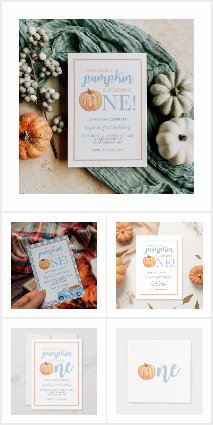 Little Pumpkin Pastel Blue party collection for a fall first birthday