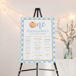 Little Pumpkin pastel blue 1st Birthday Milestone Foam Board