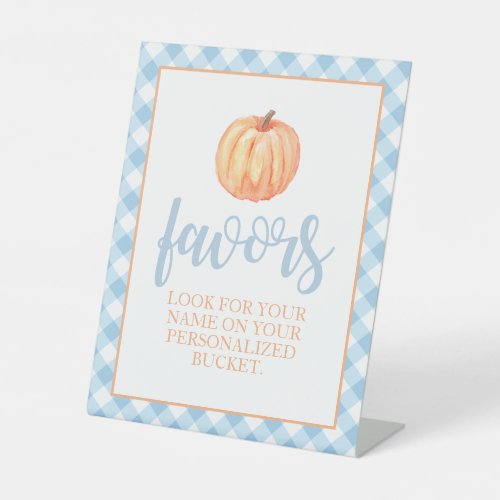 Little Pumpkin Pastel blue Fall Birthday Favor Ped Pedestal Sign