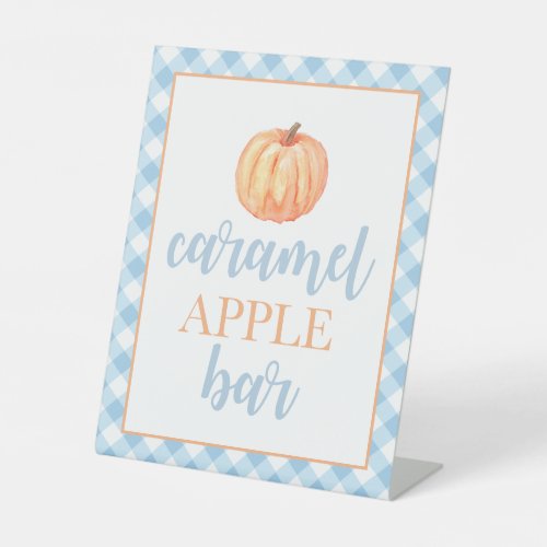 Little Pumpkin Pastel blue Fall Birthday Food Pedestal Sign