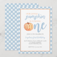 Little Pumpkin Pastel Blue Fall First Birthday