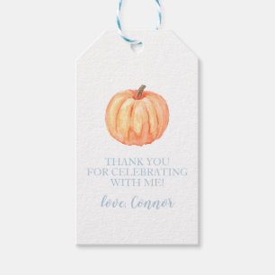 Little Pumpkin Pastel Blue first birthday Favor Ta Gift Tags
